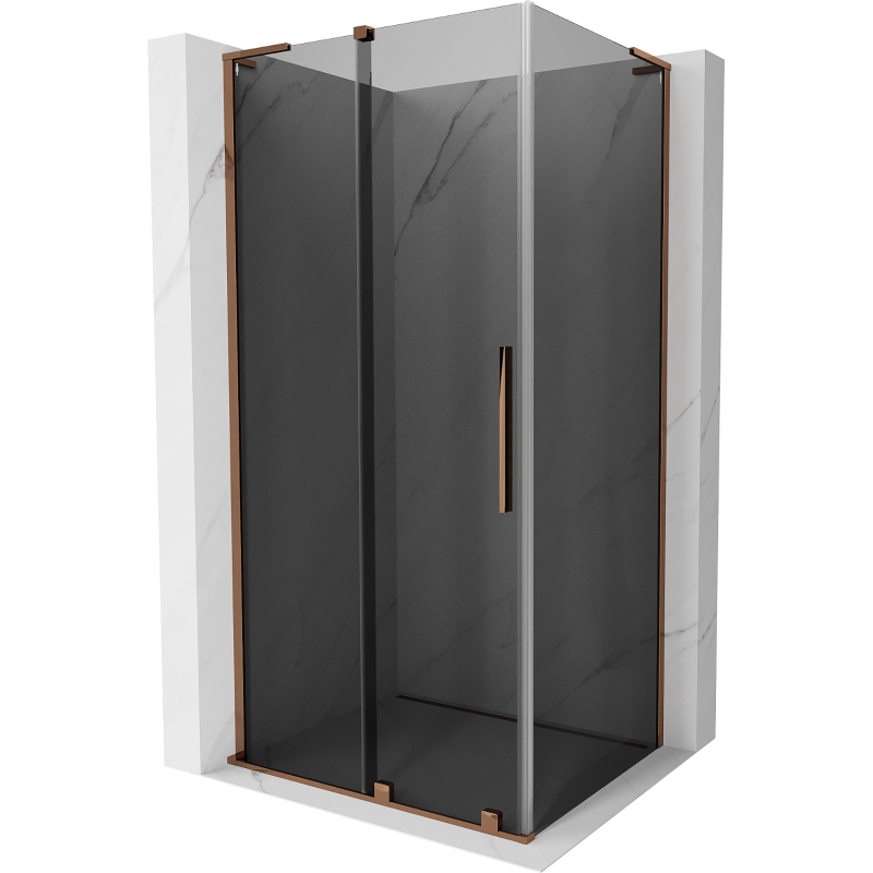 Mexen Velar L плъзгаща се душ кабина 120 x 110 см, графит, розово злато - 871-120-110-43-60