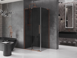 Mexen Velar L плъзгаща се душ кабина 120 x 90 см, графит, розово злато - 871-120-090-43-60