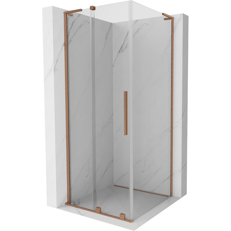 Mexen Velar L плъзгаща се душ кабина 120 x 120 см, прозрачна, четкан мед - 871-120-120-03-65