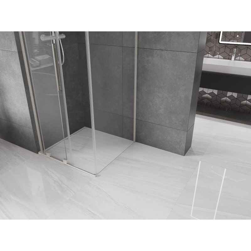 Mexen Velar L плъзгаща се душ кабина 100 x 100 см, прозрачна, четкан никел - 871-100-100-03-97
