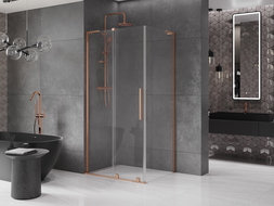 Mexen Velar L плъзгаща се душ кабина 120 x 90 см, прозрачна, четкана мед - 871-120-090-03-65