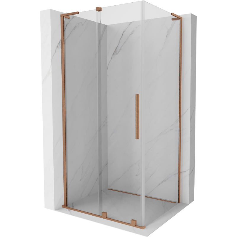 Mexen Velar L плъзгаща се душ кабина 120 x 110 см, прозрачна, четкана мед - 871-120-110-03-65