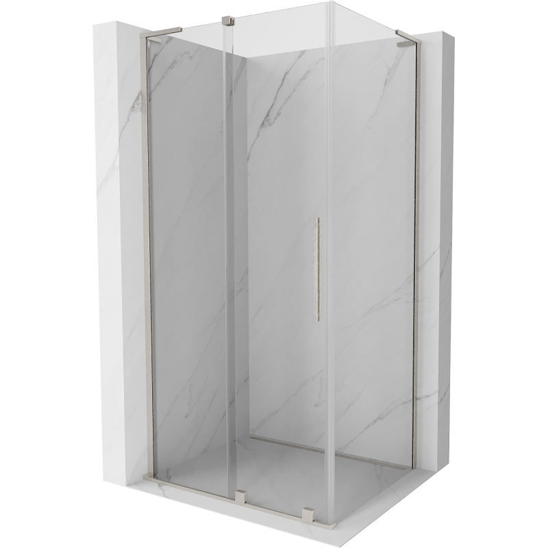 Mexen Velar L плъзгаща се душ кабина 90 x 70 см, прозрачна, четкан никел - 871-090-070-03-97