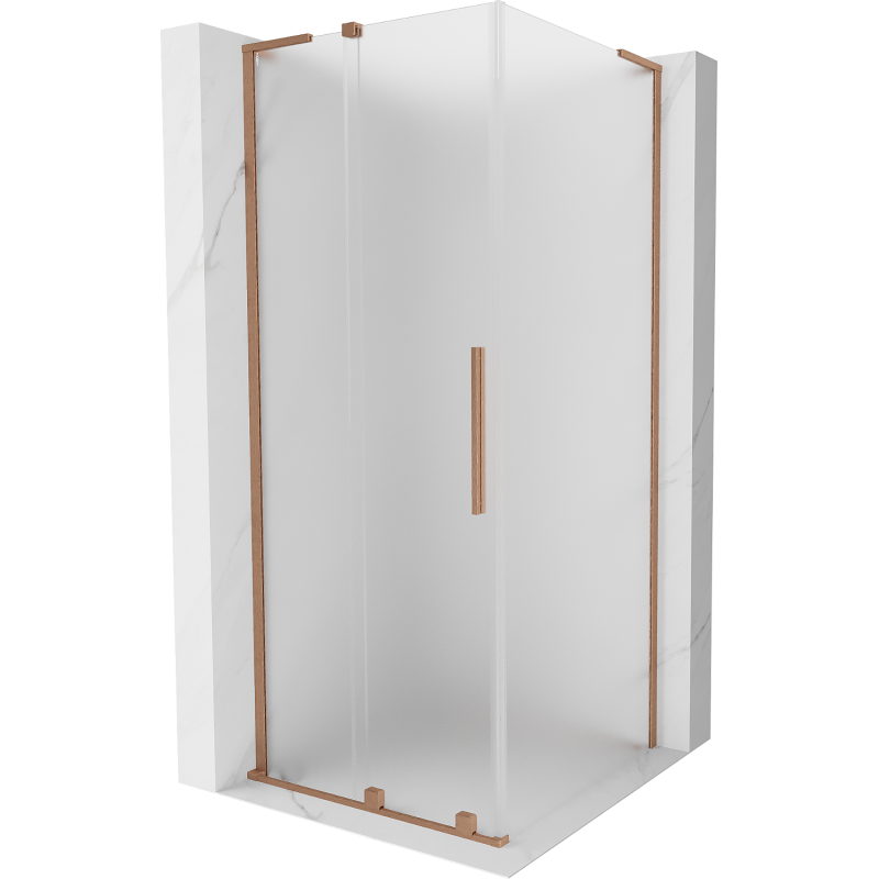 Mexen Velar L плъзгащ се душ кабина 100 x 100 cm, матирано, четкано мед - 871-100-100-33-65