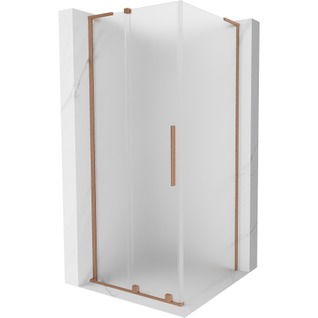 Mexen Velar L плъзгащ се душ кабина 100 x 100 cm, матирано, четкано мед - 871-100-100-33-65