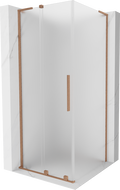 Mexen Velar L плъзгаща се душ кабина 120 x 120 cm, матирано стъкло, четкована мед - 871-120-120-33-65