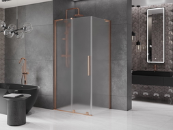 Mexen Velar L плъзгаща се душ кабина 110 x 90 cm, матирано стъкло, изчеткана мед - 871-110-090-33-65