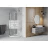 Mexen Rio полукръгла душ кабина 80 x 80 см, бели ивици, хром + корито Flat, бял - 863-080-080-01-20-4110