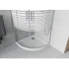Mexen Rio полукръгла душ кабина 80 x 80 см, бели ивици, хром + корито Flat, бял - 863-080-080-01-20-4110