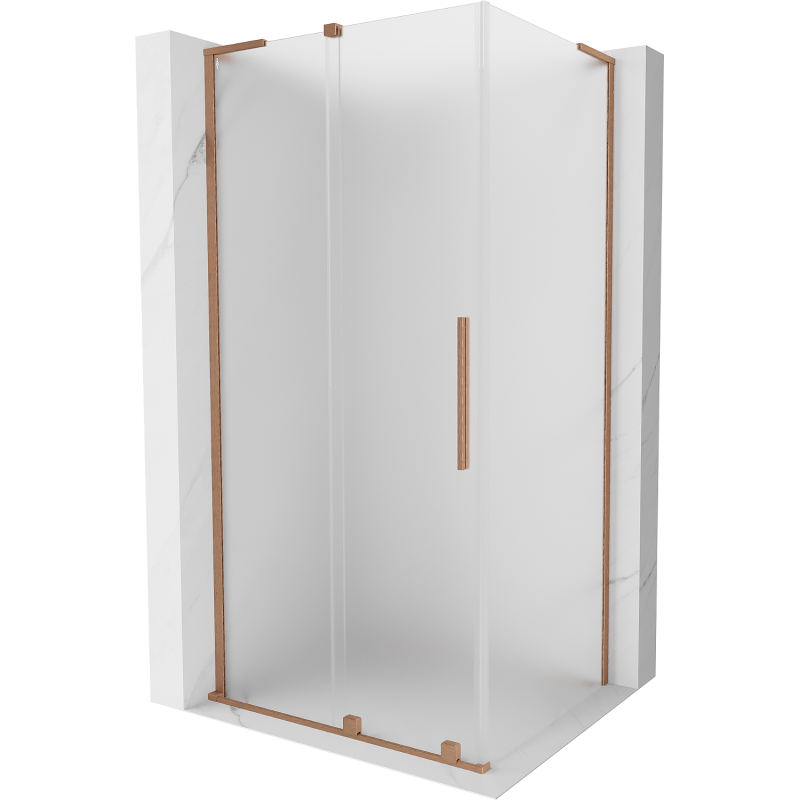 Mexen Velar L плъзгаща се душ кабина 120 x 80 см, матирано стъкло, четкана мед - 871-120-080-33-65