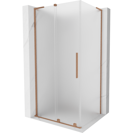 Mexen Velar L плъзгаща се душ кабина 120 x 80 см, матирано стъкло, четкана мед - 871-120-080-33-65