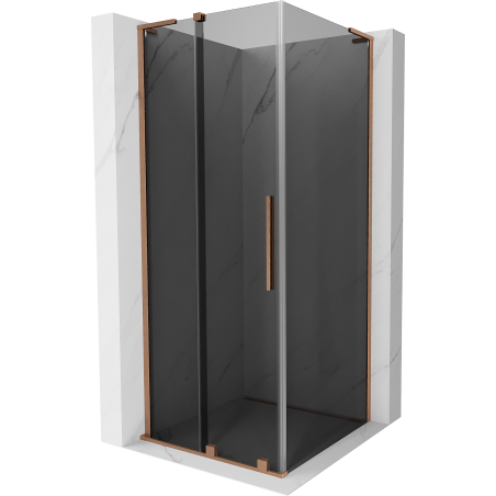 Mexen Velar L разтегателна душ кабина 100 x 100 см, графит, четкана мед - 871-100-100-43-65