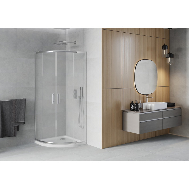 Mexen Rio кръгла душ кабина 80 x 80 см, мразовито стъкло, хром + подложка Flat,