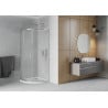 Mexen Rio полукръгла душ кабина 80 x 80 см, матирана, хром + поддушово корито Flat, бяло - 863-080-080-01-30-4110
