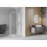 Mexen Rio полукръгла душ кабина 90 x 90 cm, матирано, хром + поддушово корито Flat, бял - 863-090-090-01-30-4110