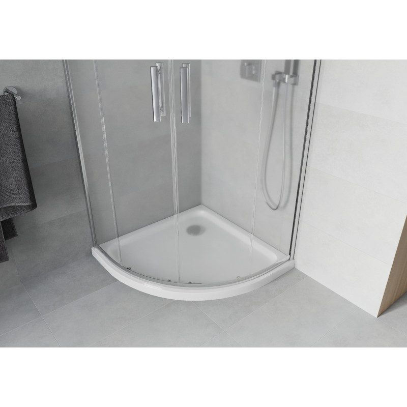 Mexen Rio полукръгла душ кабина 90 x 90 см, матирано стъкло, хром + корито Flat,
