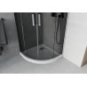 Mexen Rio полуокръгла душ кабина 80 x 80 см, графит, хром + поддушова тава Flat, бял - 863-080-080-01-40-4110