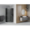 Mexen Rio полукръгла душ кабина 80 x 80 см, графит, хром + поддушово корито Flat,