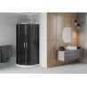 Mexen Rio полуокръгла душ кабина 80 x 80 см, графит, хром + поддушова тава Flat, бял - 863-080-080-01-40-4110