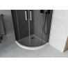 Mexen Rio полукръгла душ кабина 90 x 90 см, графит, хром + поддушово корито Flat,