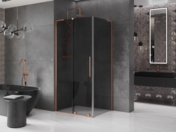 Mexen Velar L плъзгаща се душ кабина 120 x 80 см, графит, четкана мед - 871-120-080-43-65