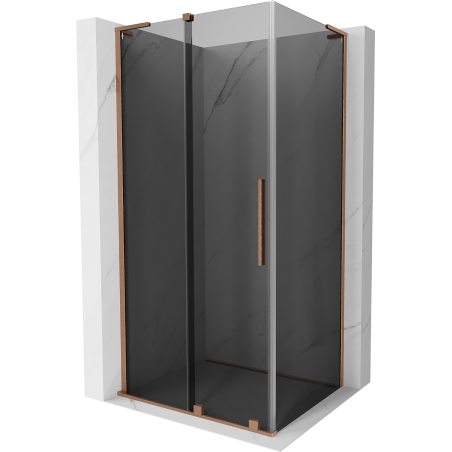 Mexen Velar L плъзгаща се душ кабина 120 x 80 см, графит, четкана мед - 871-120-080-43-65