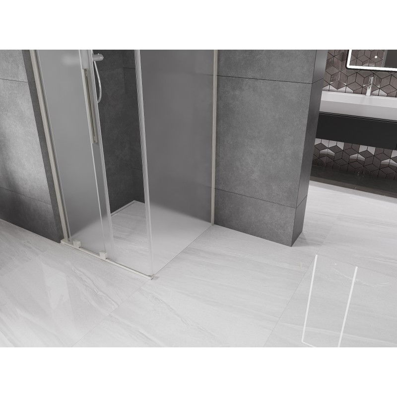Mexen Velar L плъзгаща се душ кабина 90 x 90 см, матирано стъкло, четката никел - 871-090-090-33-97