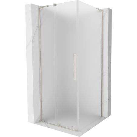 Mexen Velar L плъзгаща се душ кабина 110 x 110 см, матиран, четкан никел - 871-110-110-33-97
