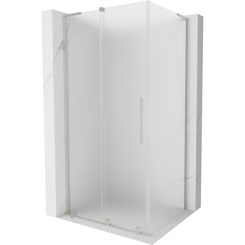 Mexen Velar L плъзгаща се душ кабина 100 x 120 см, матирана, четкан никел