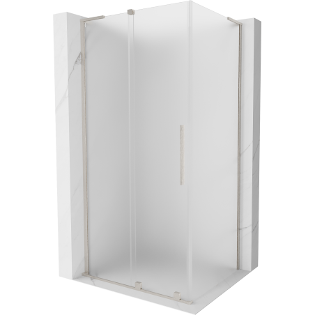 Mexen Velar L плъзгаща се душ кабина 100 x 120 см, матирана, четкан никел