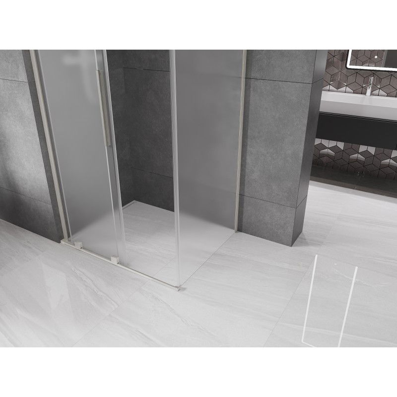 Mexen Velar L плъзгаща се душ кабина 90 x 120 см, матирано стъкло, четкан никел - 871-090-120-33-97