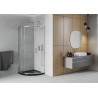 Mexen Rio полукръгла душ кабина 80 x 80 см, прозрачна, хром + корито Flat, черно