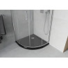 Mexen Rio полукръгла душ кабина 80 x 80 см, прозрачна, хром + корито Flat, черно
