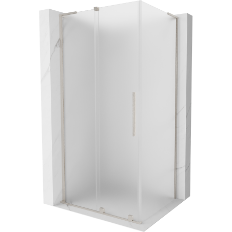 Mexen Velar L плъзгаща се душ кабина 120 x 110 cm, матирано стъкло, четкан никел - 871-120-110-33-97