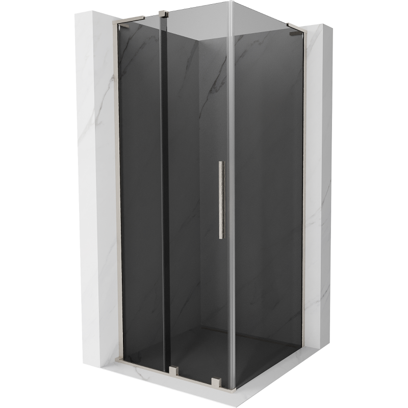 Mexen Velar L плъзгаща се душ кабина 120 x 120 см, графит, четкан никел - 871-120-120-43-97