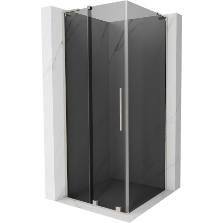 Mexen Velar L плъзгаща се душ кабина 120 x 120 см, графит, четкан никел - 871-120-120-43-97