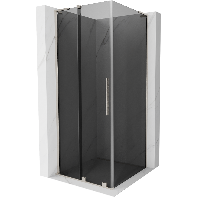 Mexen Velar L плъзгаща се душ кабина 110 x 110 см, графит, четкан никел
