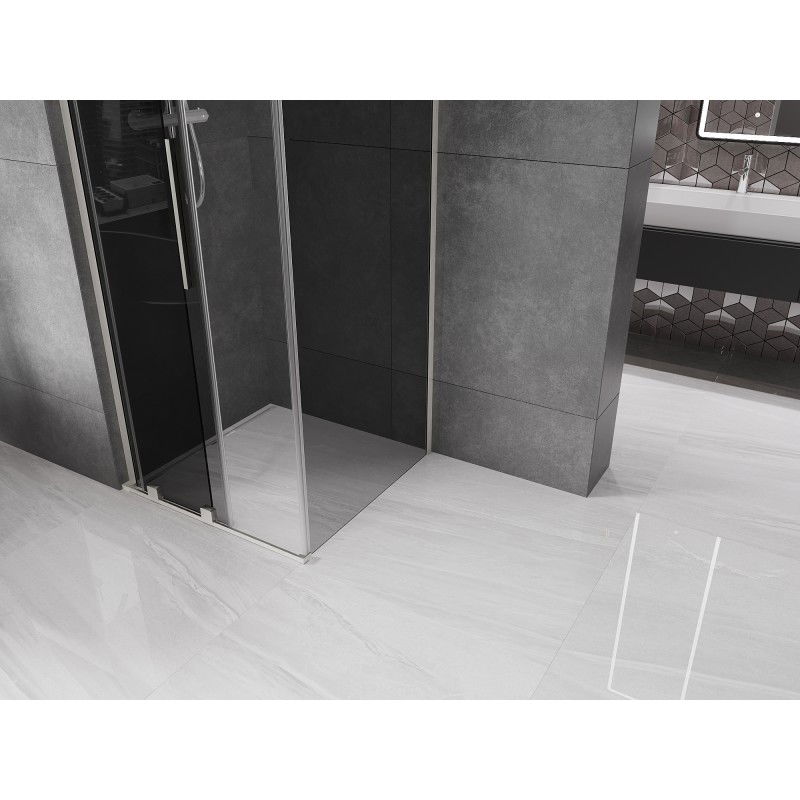 Mexen Velar L плъзгаща се душ кабина 110 x 110 см, графит, четкан никел