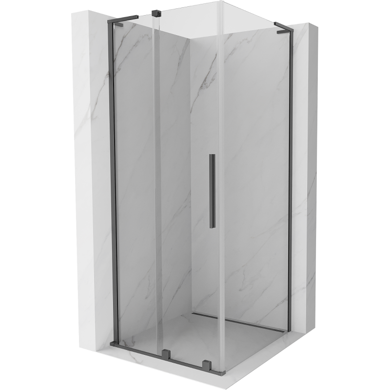 Mexen Velar L плъзгаща се душ кабина 120 x 120 см, прозрачна, gun metal - 871-120-120-03-95