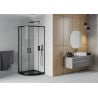 Mexen Rio полукръгла душ кабина 80 x 80 см, прозрачна, черна + душ корито Flat, черно - 863-080-080-70-00-4170B