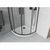 Mexen Rio петвъртита душ-кабина 80 x 80 см, прозрачна, черна + тава Flat, бяла