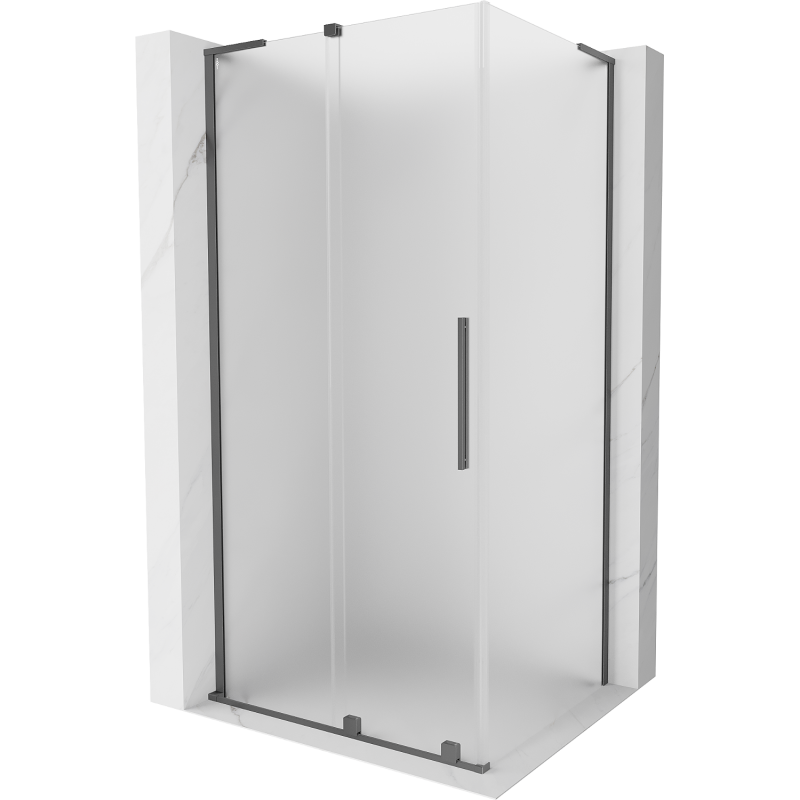 Mexen Velar L плъзгаща се душ кабина 120 x 80 см, матирано стъкло, gun metal - 871-120-080-33-95