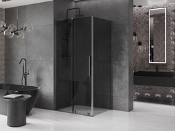 Mexen Velar L плъзгаща се душ кабина 110 x 85 см, графит, gun metal - 871-110-085-43-95