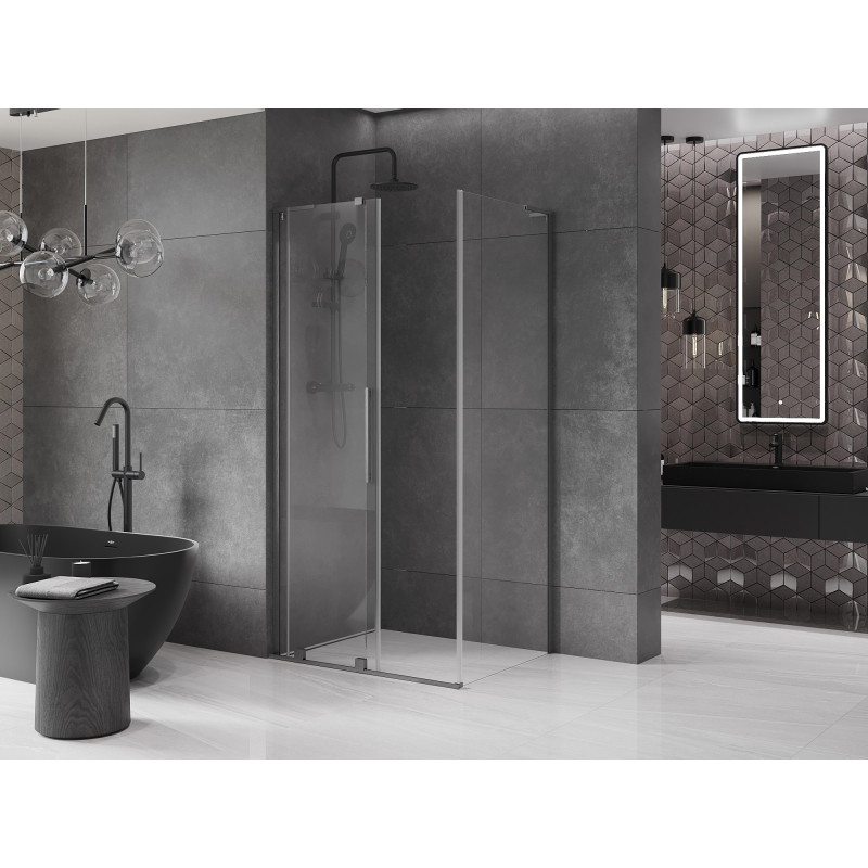 Mexen Velar L плъзгаща душ кабина 90 x 110 см, прозрачна, сив мат - 871-090-110-03-66