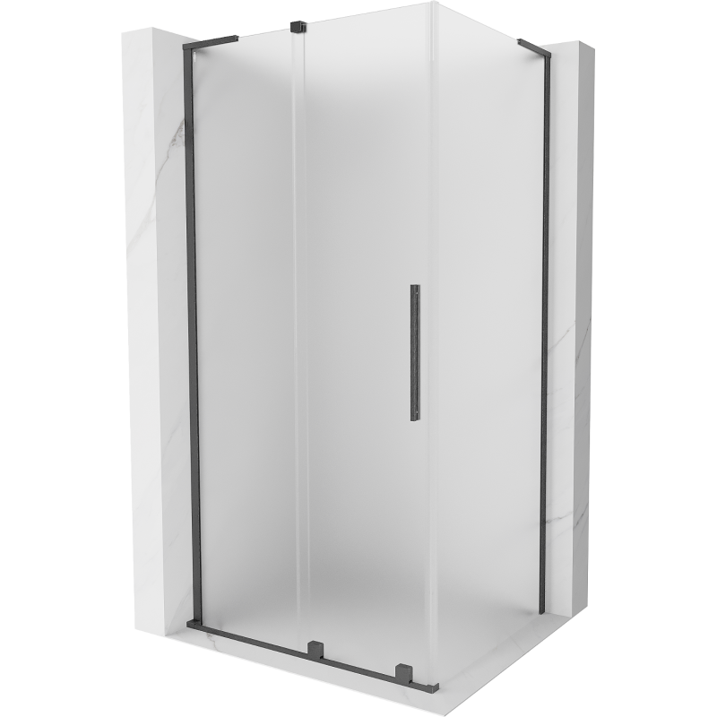 Mexen Velar L плъзгаща душ кабина 110 x 120 см, матирано, четкано сив пистолет