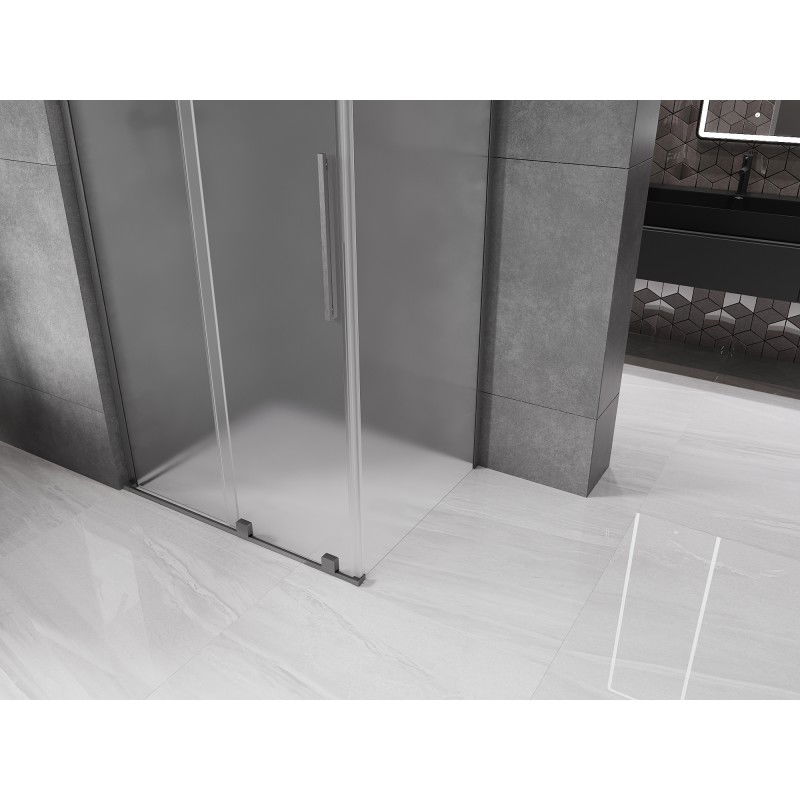 Mexen Velar L плъзгаща се душ кабина 120 x 75 cm, мат, изчеткано сив пистолет - 871-120-075-33-66