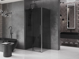 Mexen Velar L плъзгаща се душ кабина 100 x 70 cm, графит, четкано сиво - 871-100-070-43-66