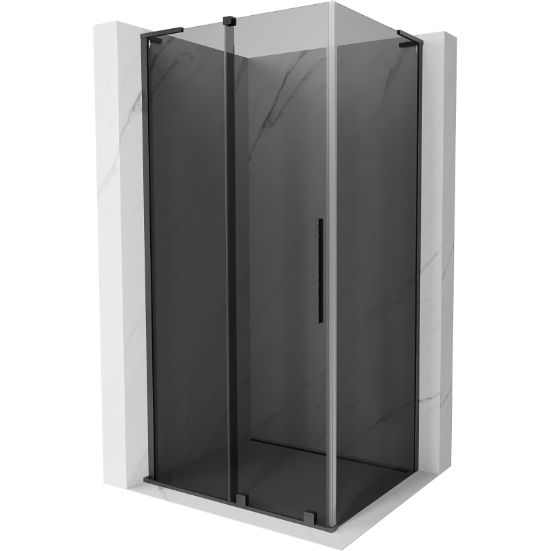 Mexen Velar L плъзгаща се душ кабина 120 x 75 см, графит, сив гън с четка