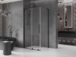 Mexen Velar L плъзгаща се душ кабина 100 x 80 см, прозрачна, черна - 871-100-080-03-70