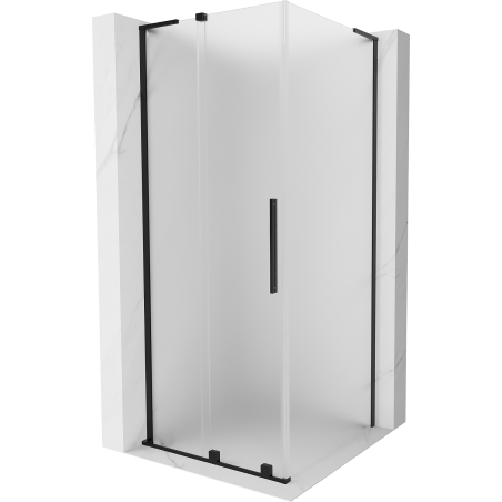 Mexen Velar L плъзгаща се душ кабина 120 x 120 cm, матирано стъкло, черно - 871-120-120-33-70